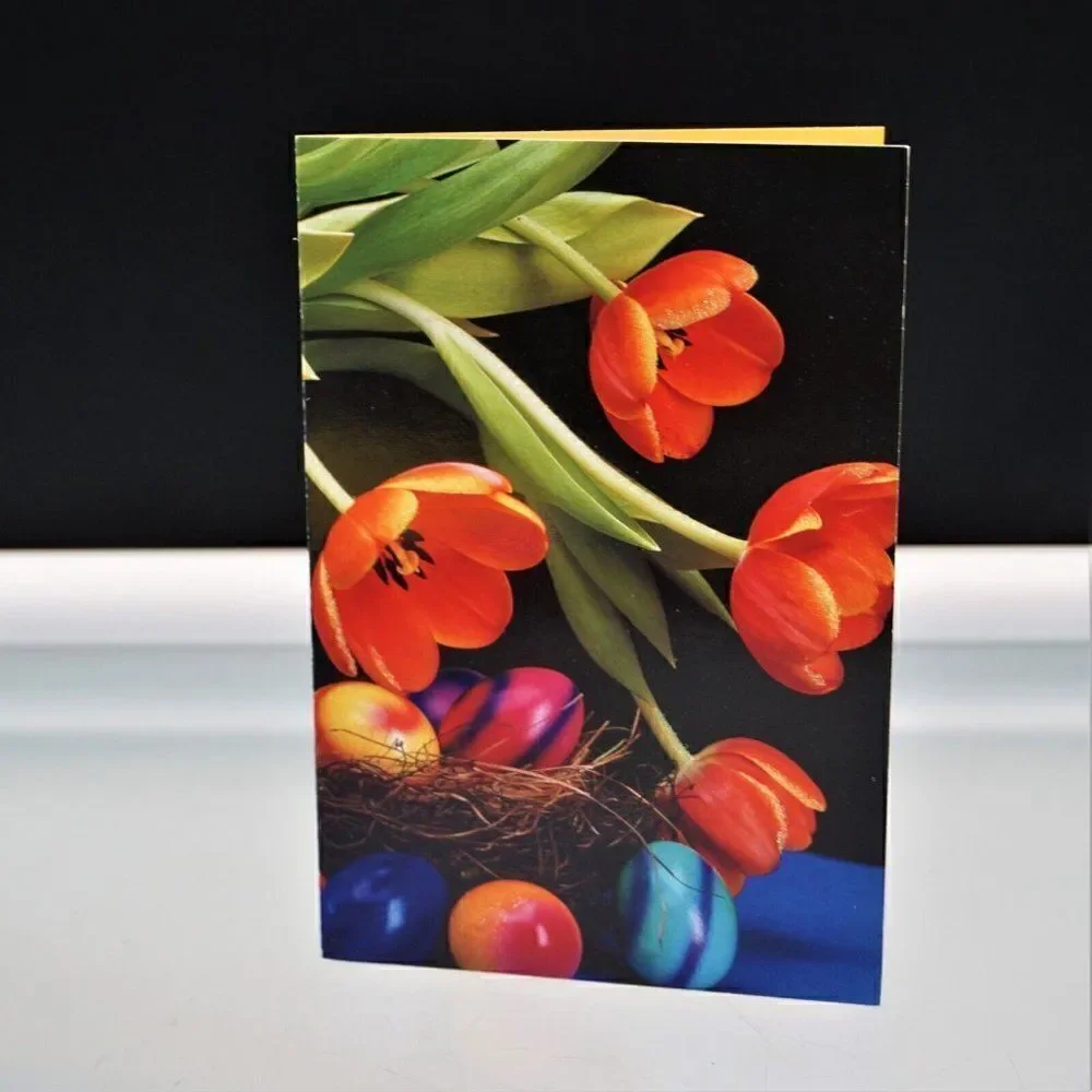 Happy Easter Greeting Card Easter Eggs Tulips Kris Coppieters Artwork